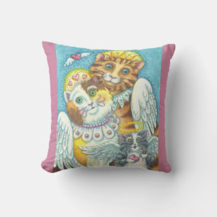 Angel Cat Family PURRS IN HEAVEN THROW PILLOW