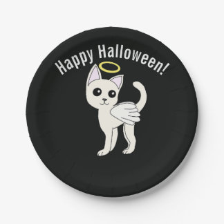 Angel Cat Halloween Happy Halloween Paper Plate