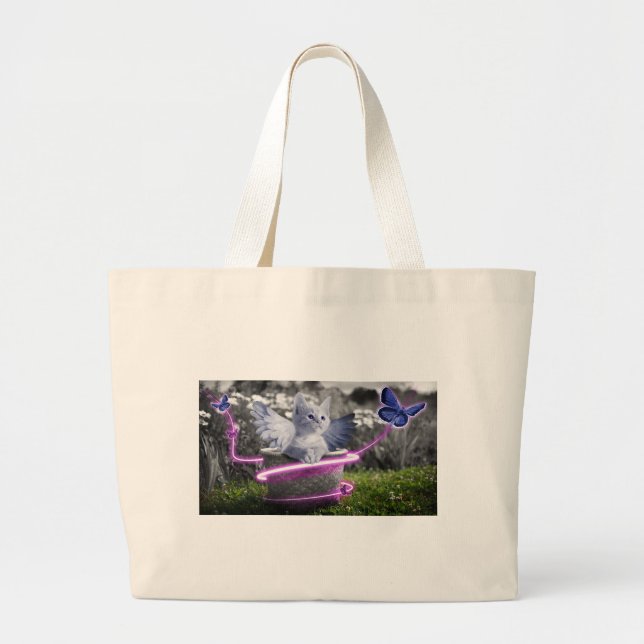 angel cat large tote bag (Front)