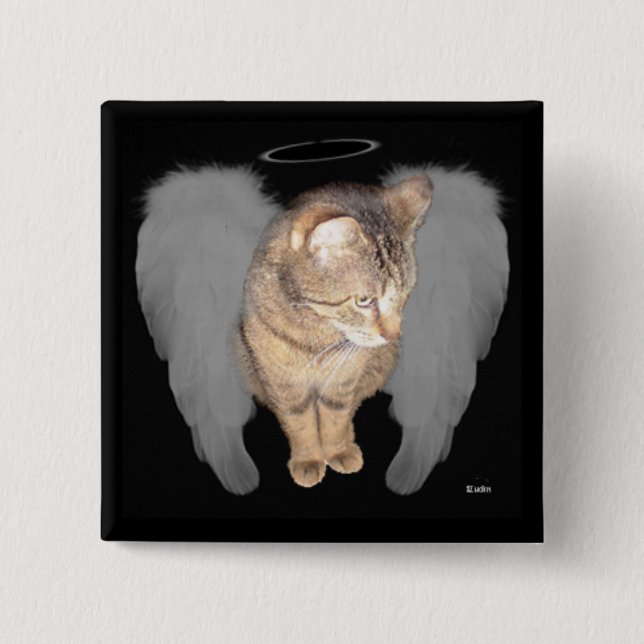 Angel Cat (Lucian) 2 Inch Square Button (Front)