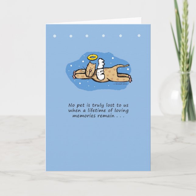 Angel Cat Memorial Sympathy Card (Front)