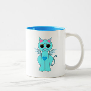 Angel cat Two-Tone coffee mug