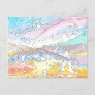 Angel cats in heaven, sympathy, pet loss postcard