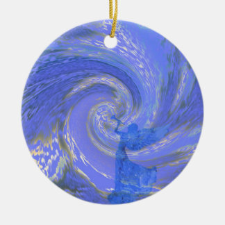 Angel celebrates this night of nights. ceramic ornament