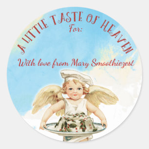 Angel chef Christmas cake from the kitchen of Classic Round Sticker