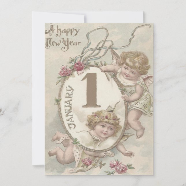 Angel Cherub Rose Invitation (Front)