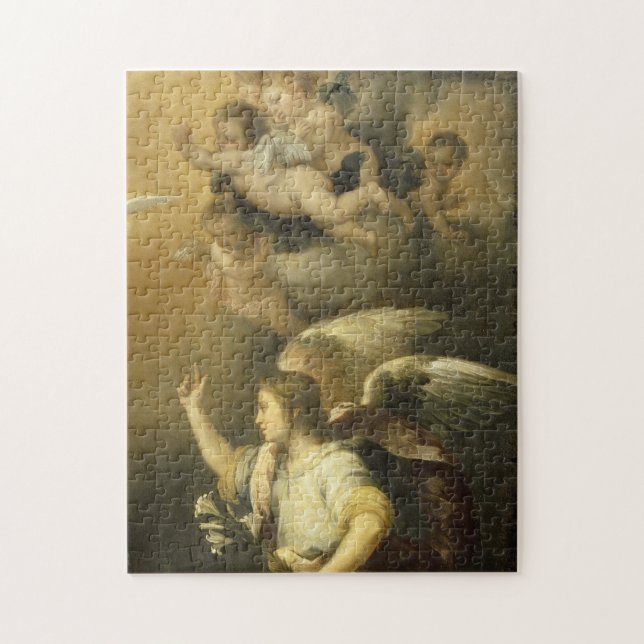 Angel & Cherubs (detail of Annunctiation) Fine Art Jigsaw Puzzle (Vertical)