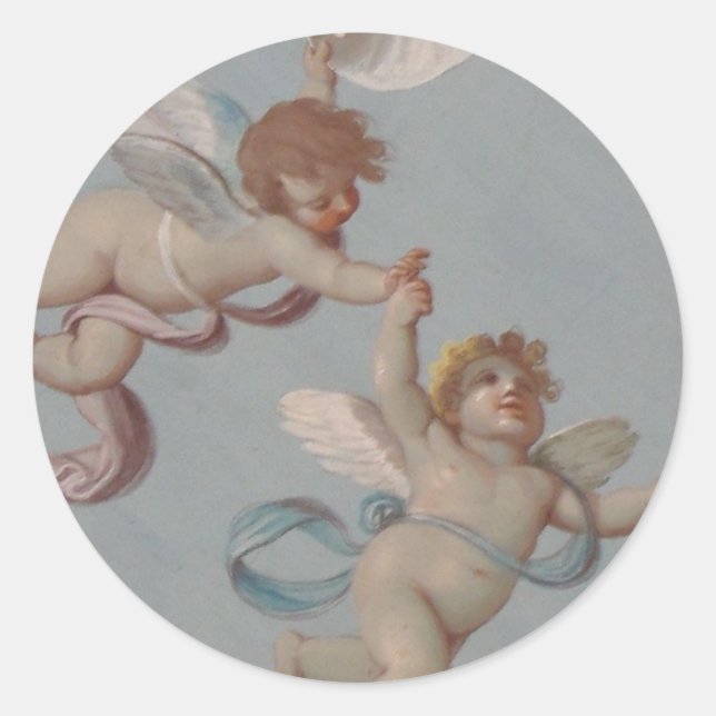 Angel Cherubs Whimsical Renaissance Classic Round Sticker (Front)