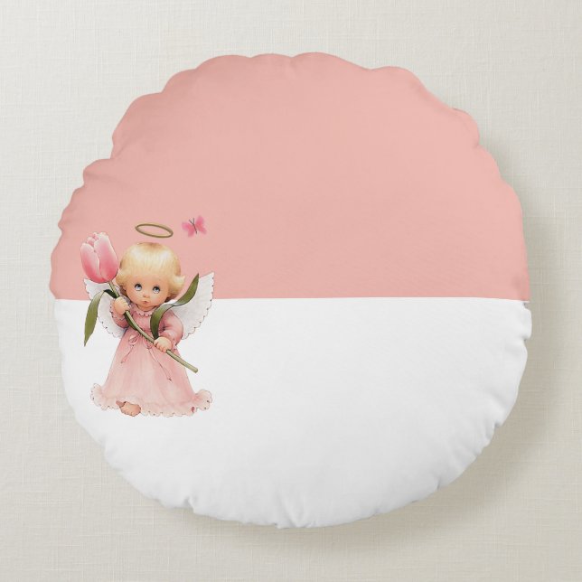 angel child round pillow (Front)