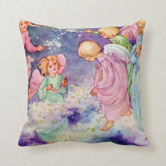 Angel Children Playing in the Stars Fine Art Throw Pillow