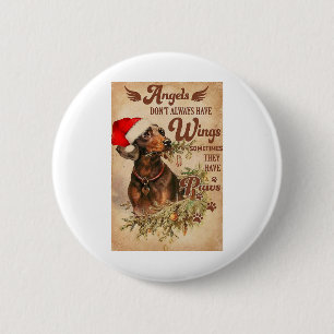 Angel Christmas Dachshunds 2 Inch Round Button