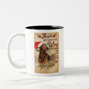 Angel Christmas Dachshunds Two-Tone Coffee Mug