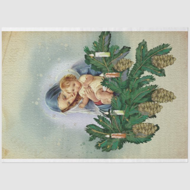 Angel Christmas Mary and Baby Jesus Candle Light Tissue Paper (Front)