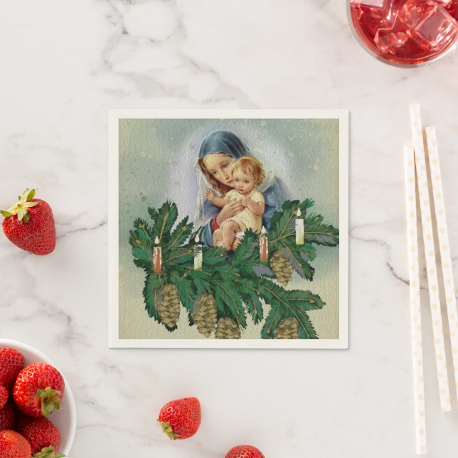 Angel Christmas Mery and Jesus in Candle Ligh Napkin (Insitu)