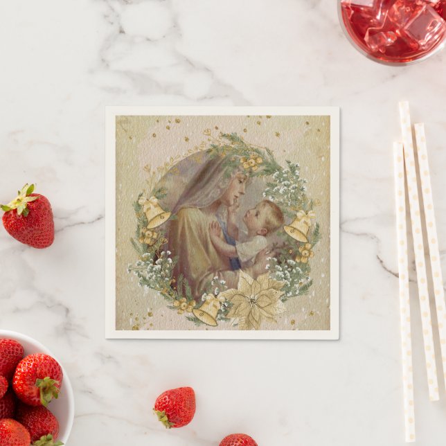 Angel Christmas Mother and Child Napkin (Insitu)
