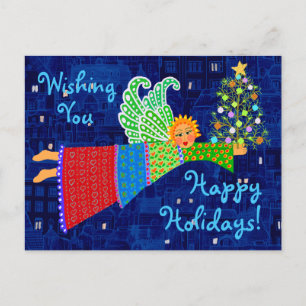 Angel Christmas Tree Personalized Holiday Postcard