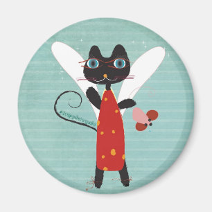 Angel circus mouse red dress dots blue magnet
