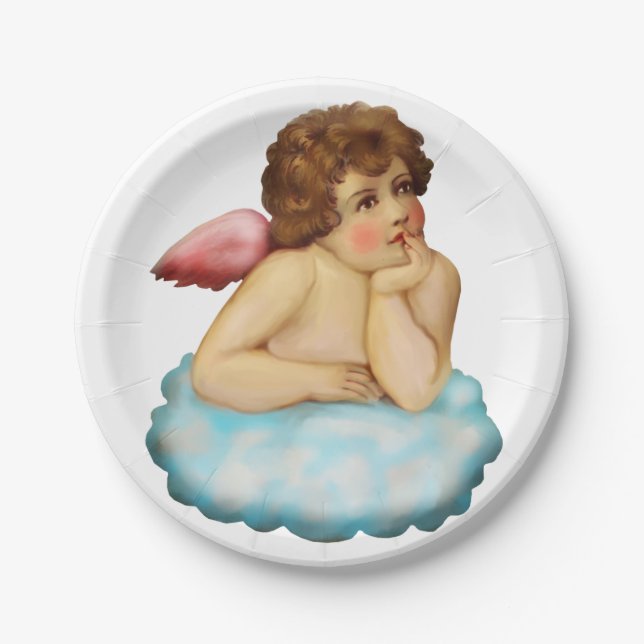 Angel Cloud Cupid Paper Plate (Front)