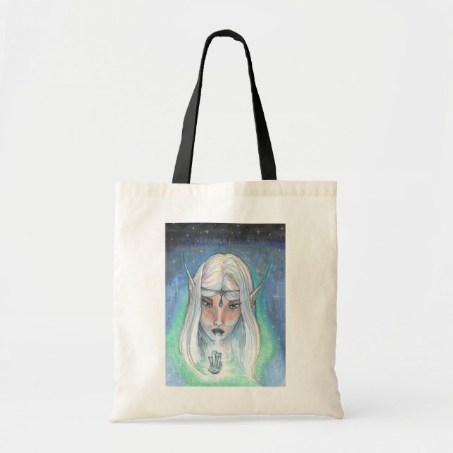 Angel Clouds Blue Red Green Yellow Crystal Elf Tote Bag (Front)