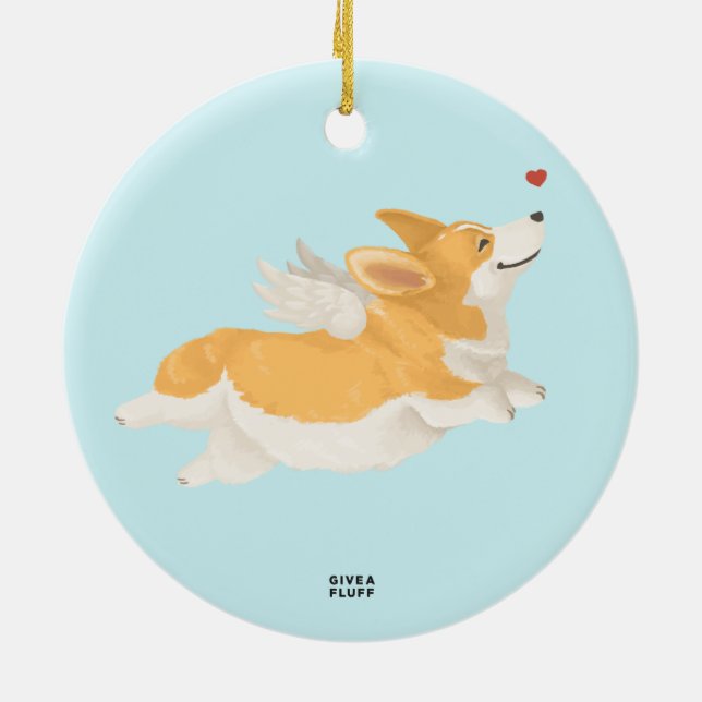 Angel Corg Ceramic Ornament (Back)
