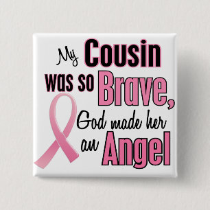 Angel COUSIN Breast Cancer T-Shirts & Gifts 2 Inch Square Button