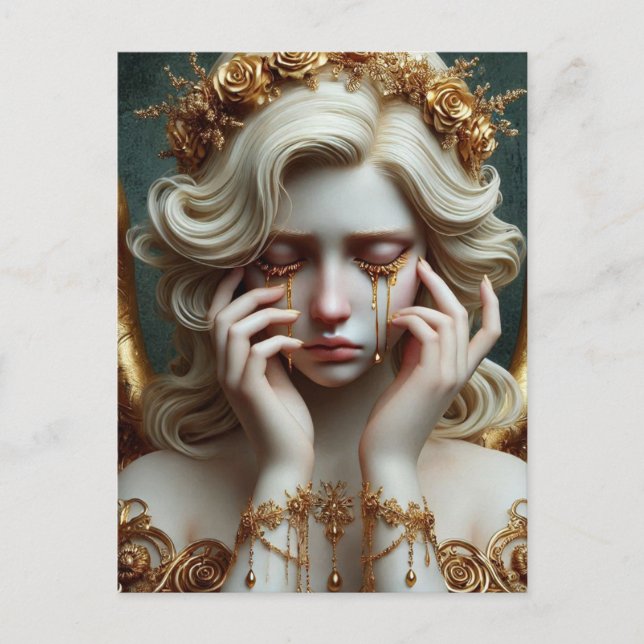 Angel crying golden tears postcard (Front)
