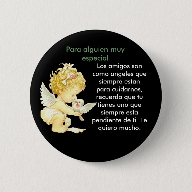 Angel de amistad 2 inch round button (Front)