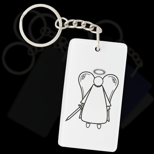 Angel de vengeance blanc et noir mignon (double fa (Avenging Angel White Keyring)
