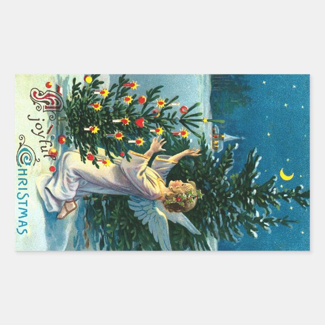 Angel Decorating Christmas Tree 2 Sticker (Front)