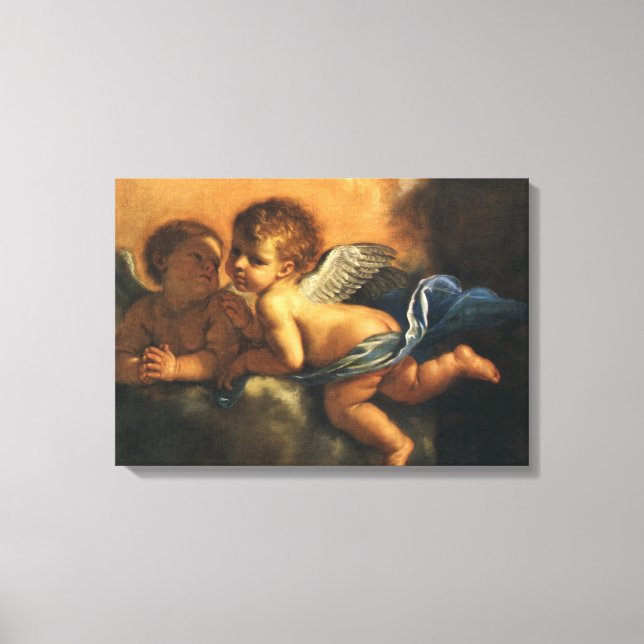 Angel detail, Patron Saints of Modena by Guercino Canvas Print (Front)