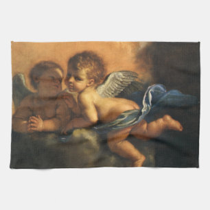 Angel detail, Patron Saints of Modena by Guercino Kitchen Towel