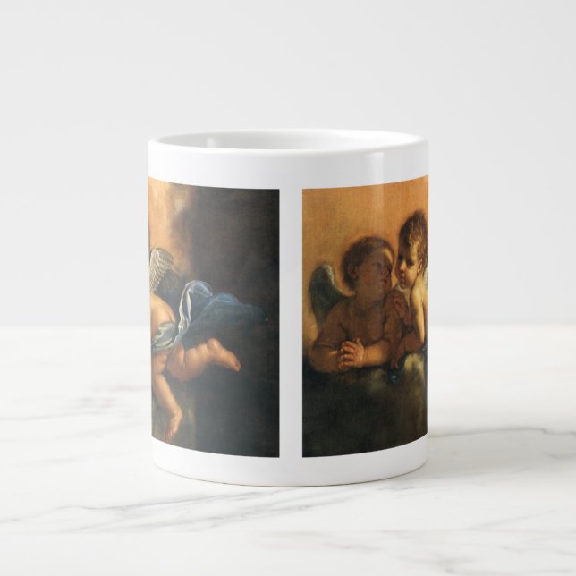 Angel detail, Patron Saints of Modena by Guercino Large Coffee Mug (Front)