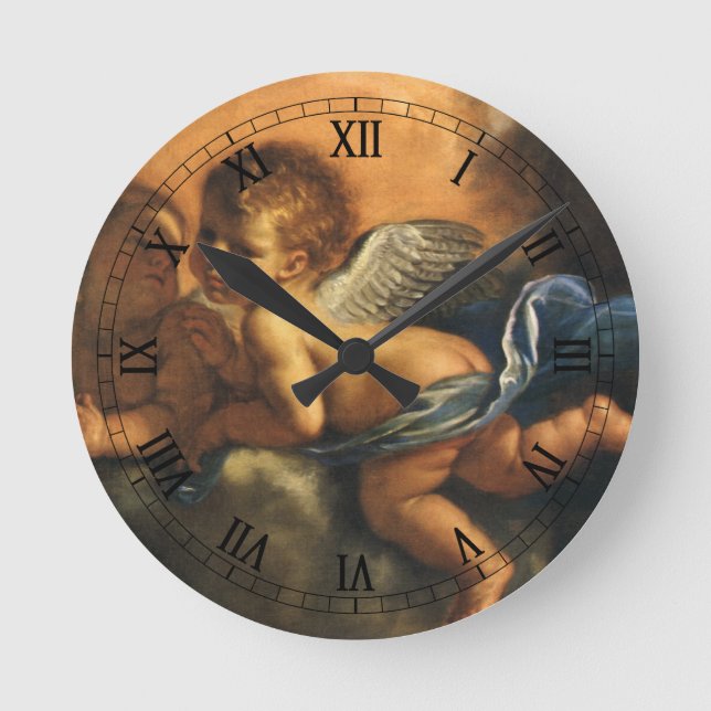 Angel detail, Patron Saints of Modena by Guercino Round Clock (Front)