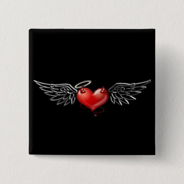 Angel devil background 2 inch square button (Front)