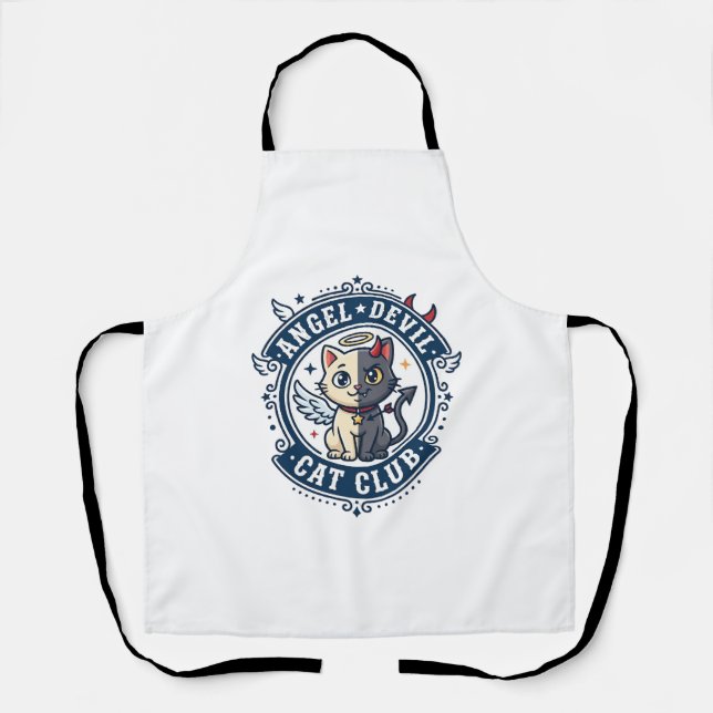 Angel Devil Cat Cat Mom Gift Idea - Angel Devil Ca Apron (Front)