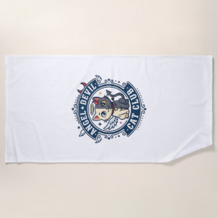Angel Devil Cat Cat Mom Gift Idea - Angel Devil Ca Beach Towel