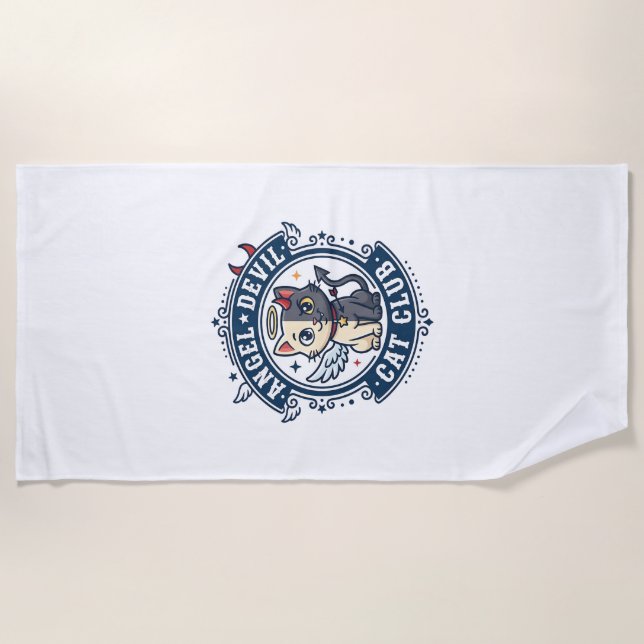 Angel Devil Cat Cat Mom Gift Idea - Angel Devil Ca Beach Towel (Front)
