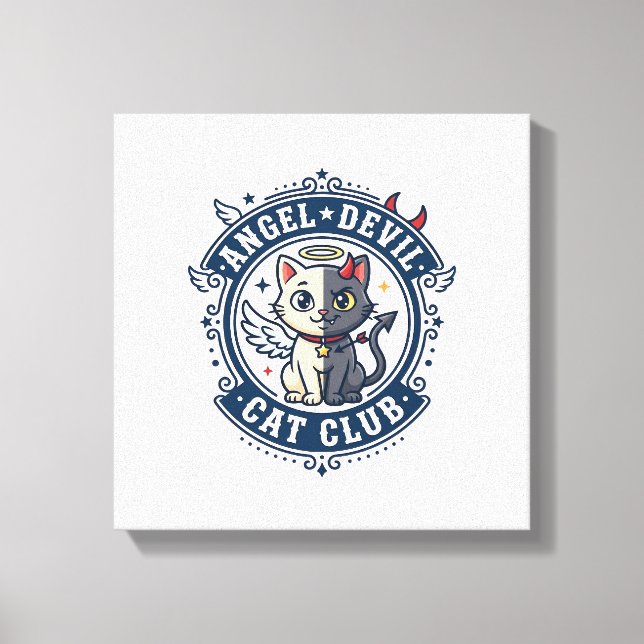 Angel Devil Cat Cat Mom Gift Idea - Angel Devil Ca Canvas Print (Front)