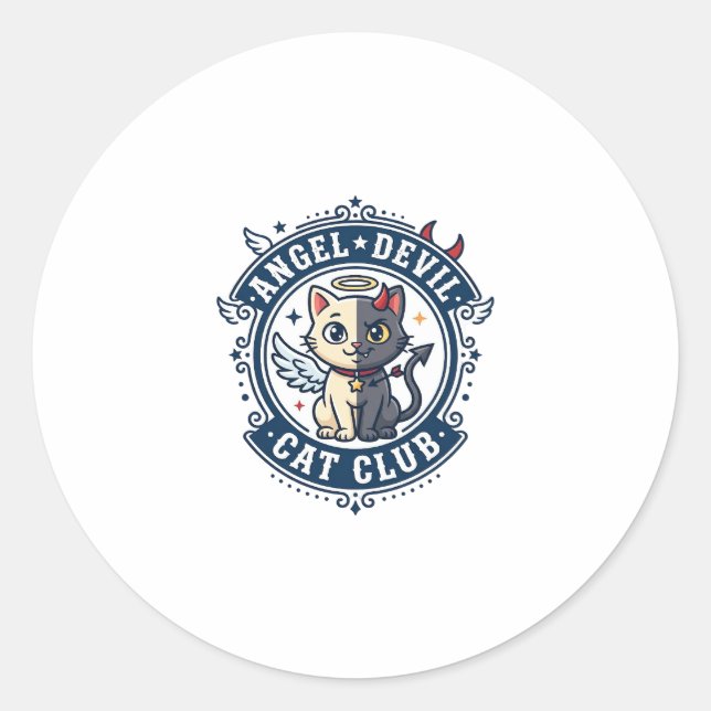 Angel Devil Cat Cat Mom Gift Idea - Angel Devil Ca Classic Round Sticker (Front)