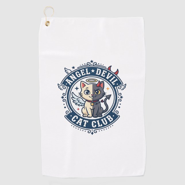 Angel Devil Cat Cat Mom Gift Idea - Angel Devil Ca Golf Towel (Front)
