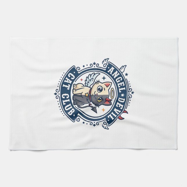 Angel Devil Cat Cat Mom Gift Idea - Angel Devil Ca Kitchen Towel (Horizontal)