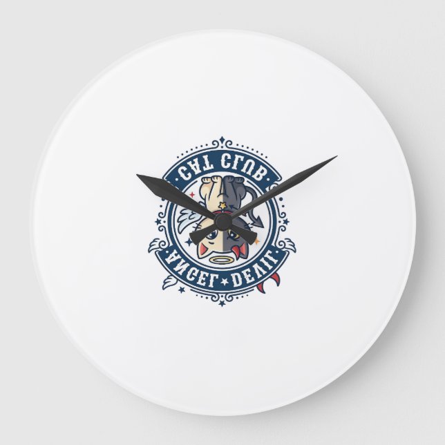 Angel Devil Cat Cat Mom Gift Idea - Angel Devil Ca Large Clock (Front)