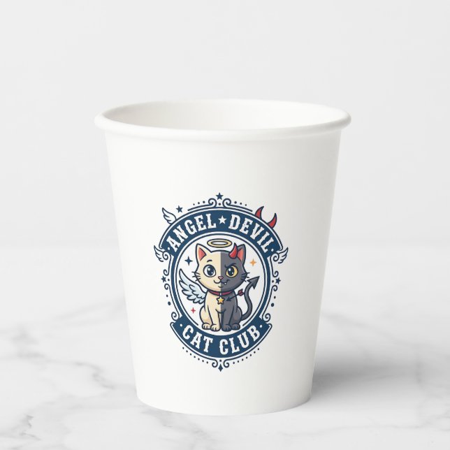 Angel Devil Cat Cat Mom Gift Idea - Angel Devil Ca Paper Cups (Front)