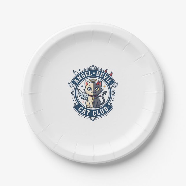 Angel Devil Cat Cat Mom Gift Idea - Angel Devil Ca Paper Plate (Front)