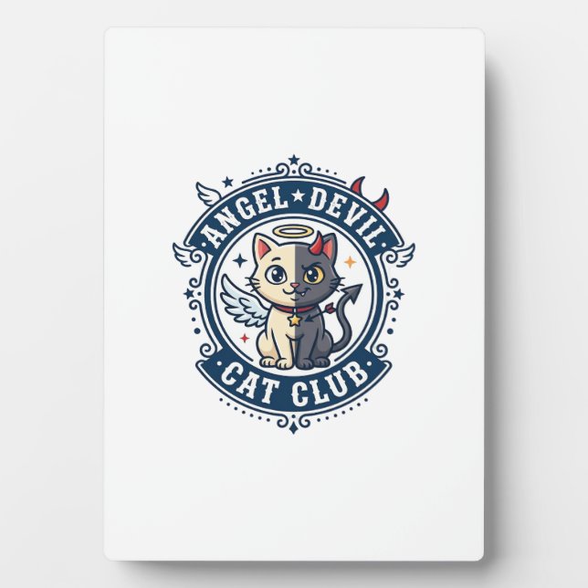 Angel Devil Cat Cat Mom Gift Idea - Angel Devil Ca Plaque (Front)