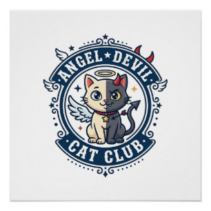 Angel Devil Cat Cat Mom Gift Idea - Angel Devil Ca Poster