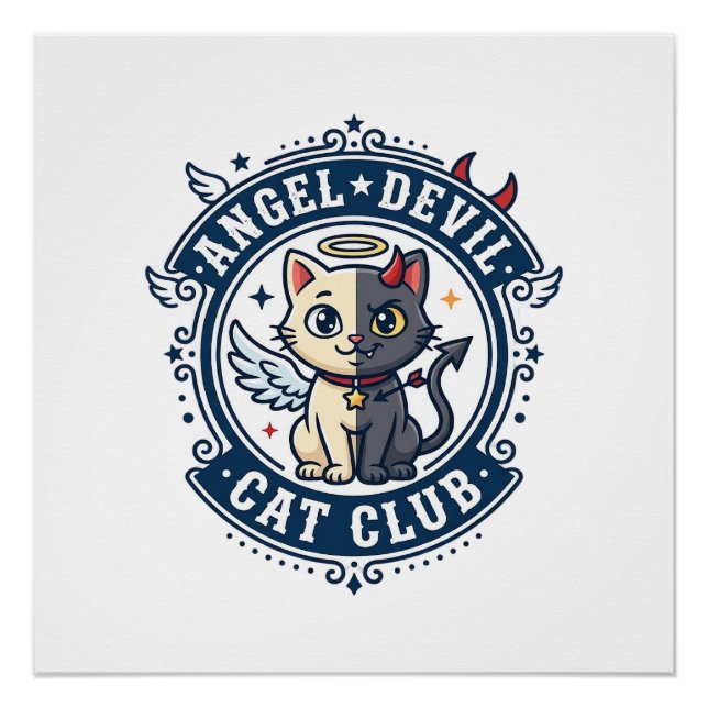 Angel Devil Cat Cat Mom Gift Idea - Angel Devil Ca Poster (Front)