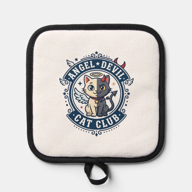 Angel Devil Cat Cat Mom Gift Idea - Angel Devil Ca Pot Holder (Front)