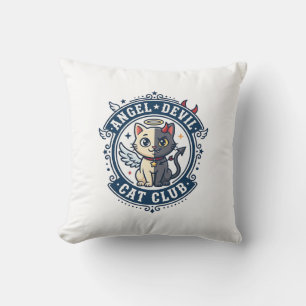Angel Devil Cat Cat Mom Gift Idea - Angel Devil Ca Throw Pillow