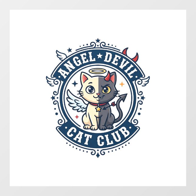 Angel Devil Cat Cat Mom Gift Idea - Angel Devil Ca Window Cling (Sheet)